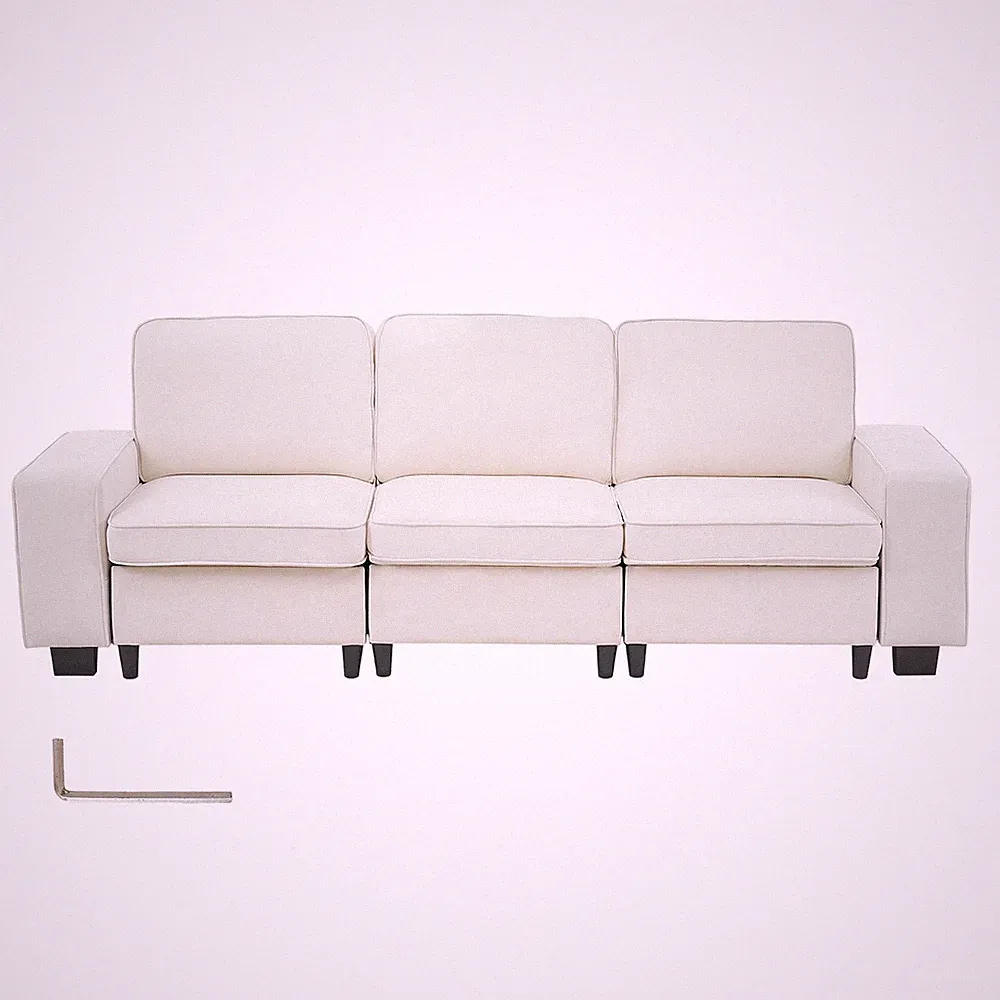 VEVOR 3 Steater Sofa Modular Sectional Couch with Bottom Storage Space White