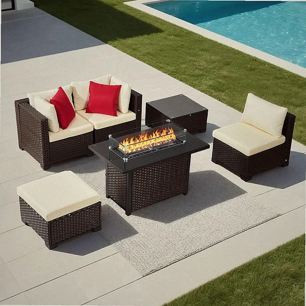 VEVOR 6-Piece Outdoor Patio Furniture Set Outdoor Sectional Conversation Sets
