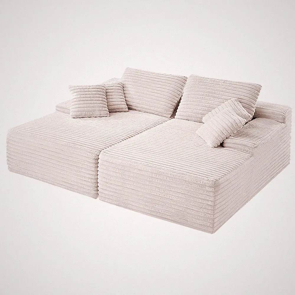 VEVOR 82.7-Inch Oversized Double Chaise Lounge, Corduroy Fabric Sectional Sofa