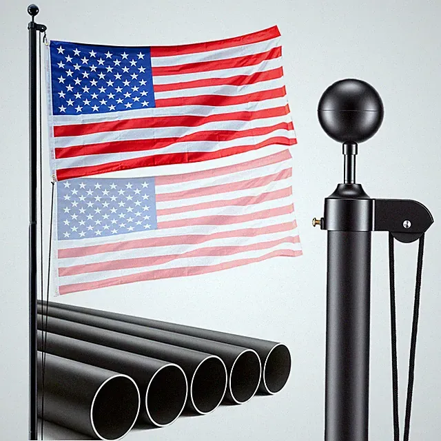 VEVOR Flag Pole Sectional Flagpole Kit 16 ft Heavy Duty Aluminum American Black
