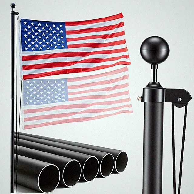 VEVOR Flag Pole Sectional Flagpole Kit 20 ft Heavy Duty Aluminum American Black