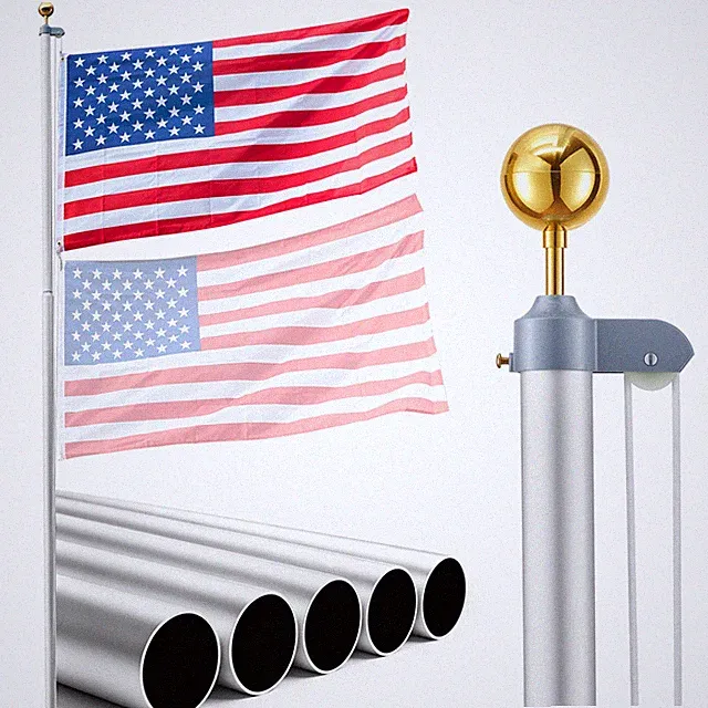 VEVOR Flag Pole Sectional Flagpole Kit 20 ft Heavy Duty Aluminum American Silver