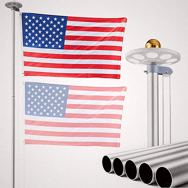 VEVOR Flag Pole Sectional Flagpole Kit 20ft Solar Light Aluminum American Silver