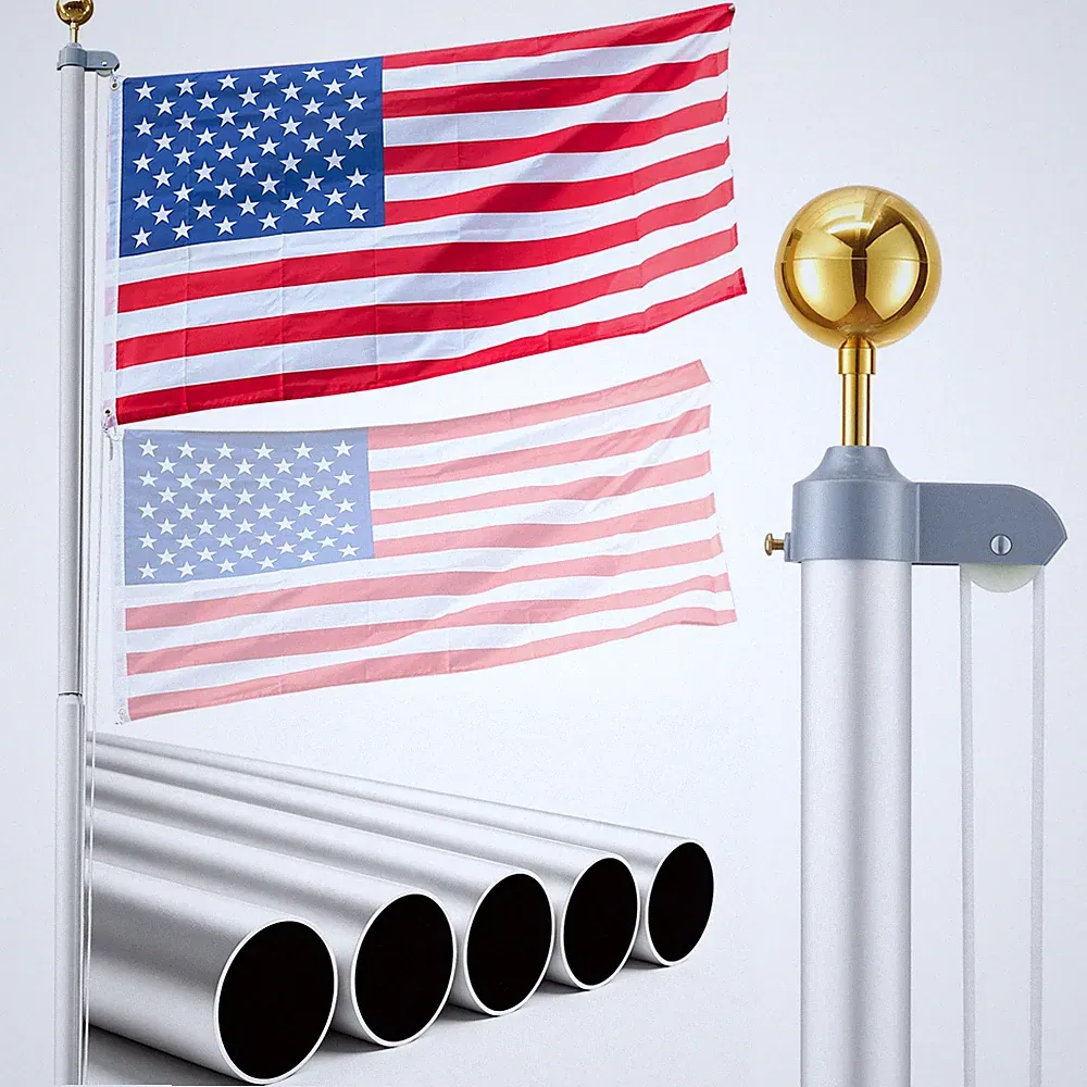 VEVOR Flag Pole Sectional Flagpole Kit 25 ft Heavy Duty Aluminum American Silver
