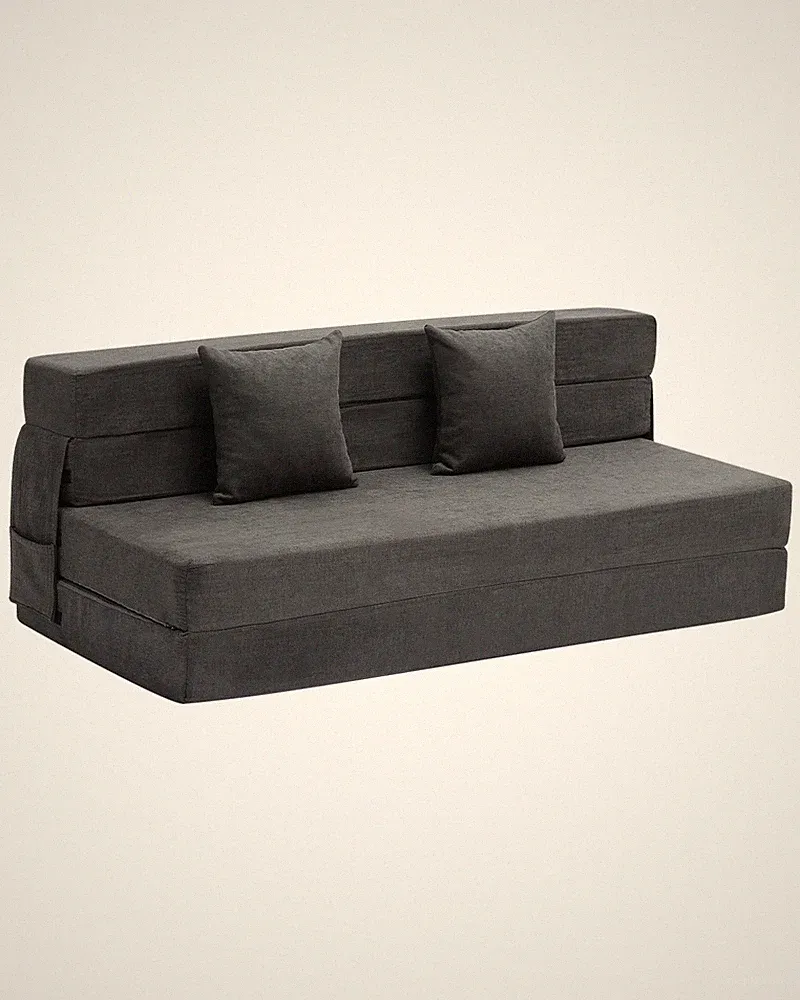 VEVOR Folding Sofa Bed 3-in-1 Foldable Couch Bed with 2 Pillows Dark Grey Queen
