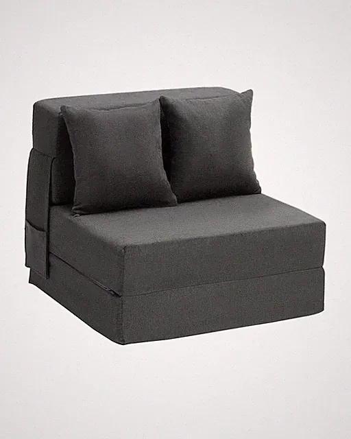 VEVOR Folding Sofa Bed 3-in-1 Foldable Couch Bed with 2 Pillows Dark Grey Single