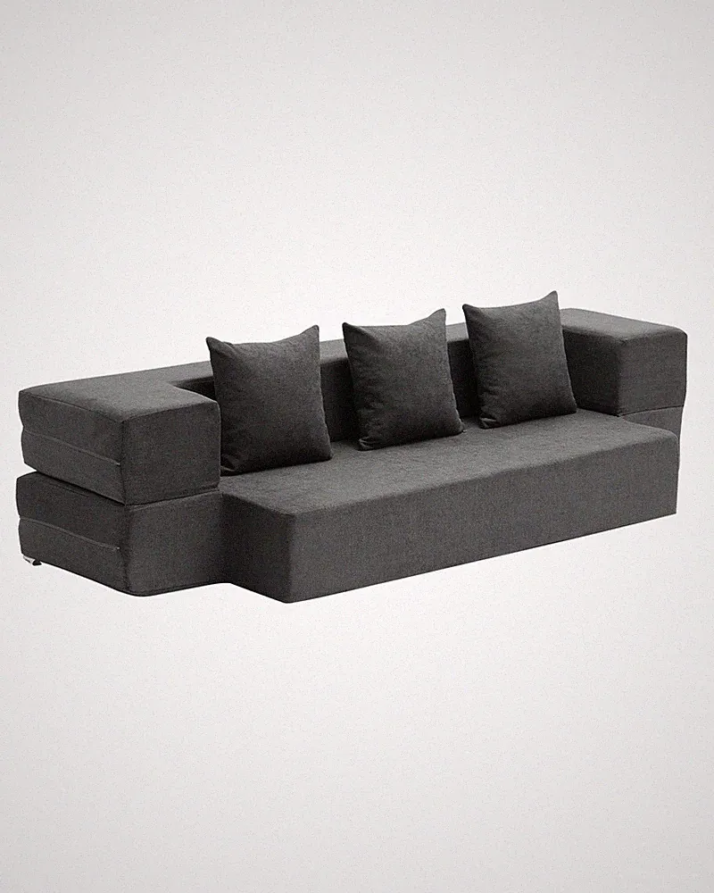 VEVOR Folding Sofa Bed 3-in-1 Foldable Couch Bed with 3 Pillows Dark Grey Twin