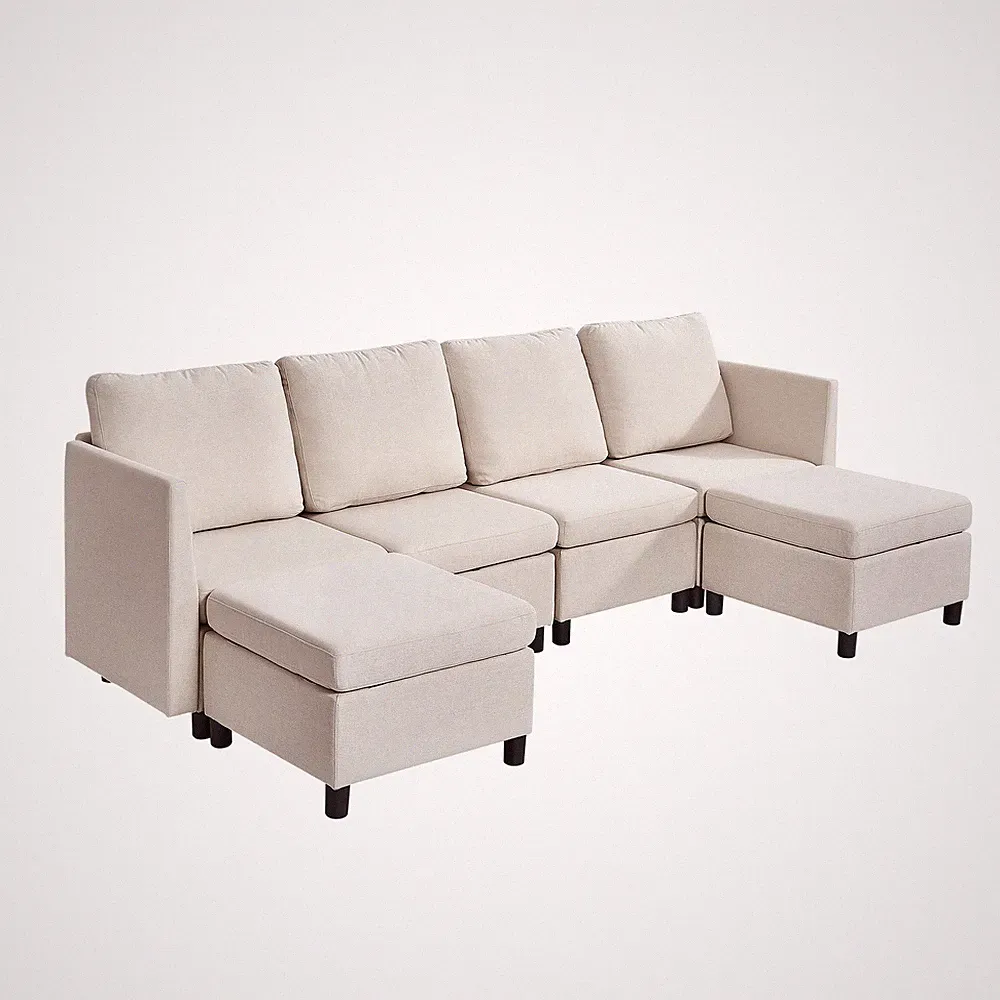 VEVOR Modular Sectional Sofa 4-Seater Modular Sofa with Hidden Storage & Ottoman