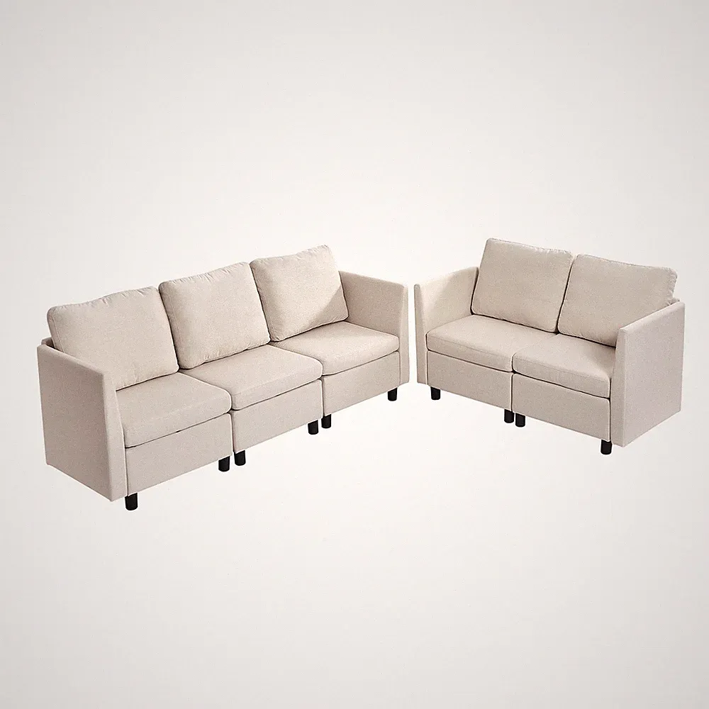 VEVOR Modular Sectional Sofa 5-Seater Modular Sofa with Hidden Storage Beige