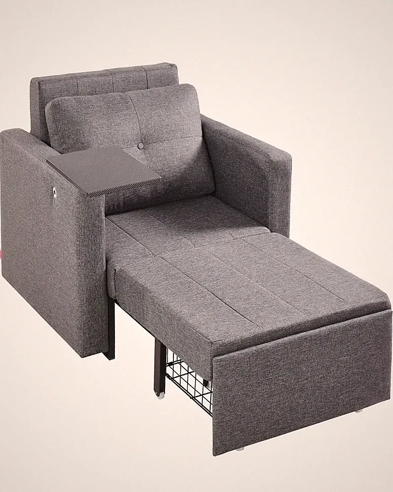 VEVOR Sleeper Sofa Bed with Side Pocket Pillow Desk Board 5 Adjustable Backrest