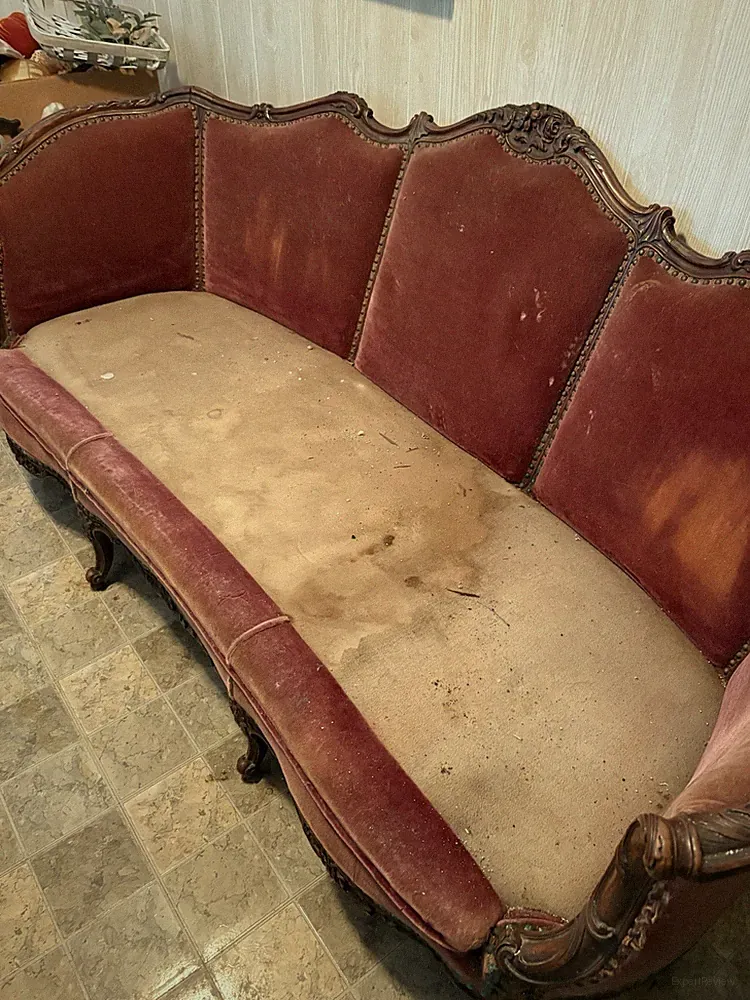 Victorian Sofa Plum Colored Material Frame Is Excellent