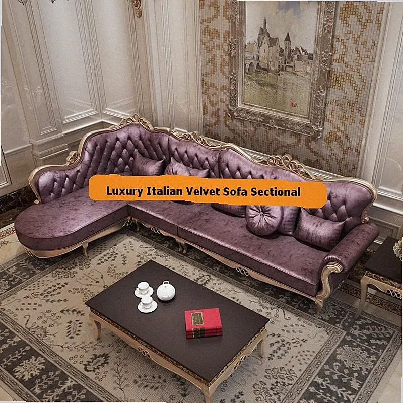 VIDA Luxury Italian Style Velvet Sofa Sectional Set. 3 Pieces. Plum Colored