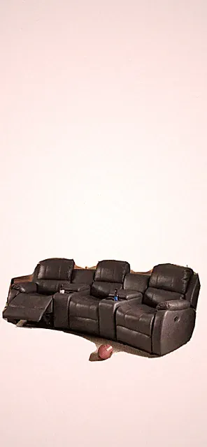 VidaXL 3-Seater Home Theater Faux Leather Recliner Sofa - Black