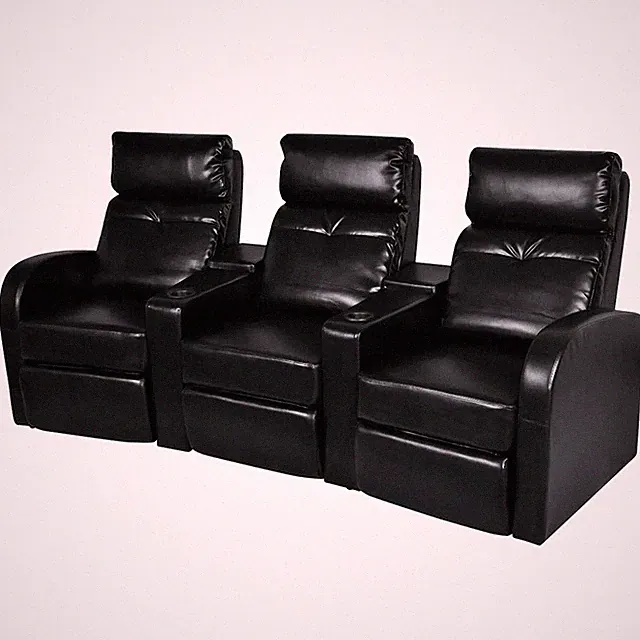 vidaXL 3-Seater Home Theater Recliner Sofa Black Faux Leather 89.4x33.5x40.6