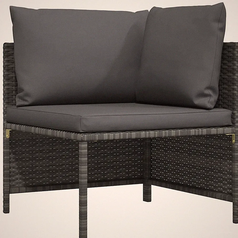 vidaXL Gray PE Rattan Sectional Corner Sofa 23.6 in Cube Anthracite Cushions
