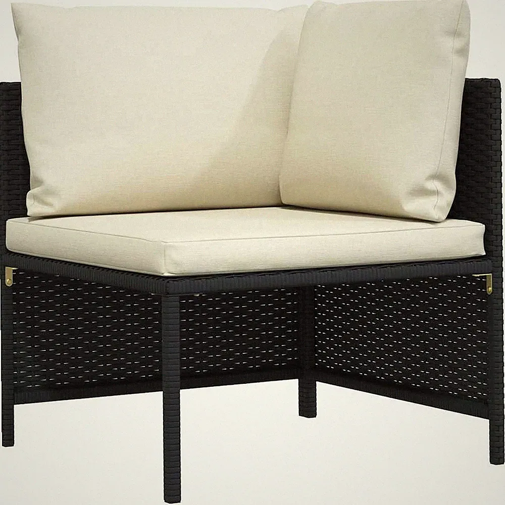 VidaXL Sectional Corner Sofa With Cushions Black Poly Rattan