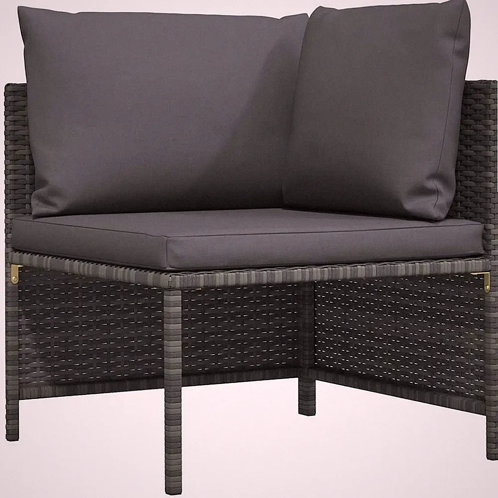 VidaXL Sectional Corner Sofa With Cushions Gray Poly Rattan