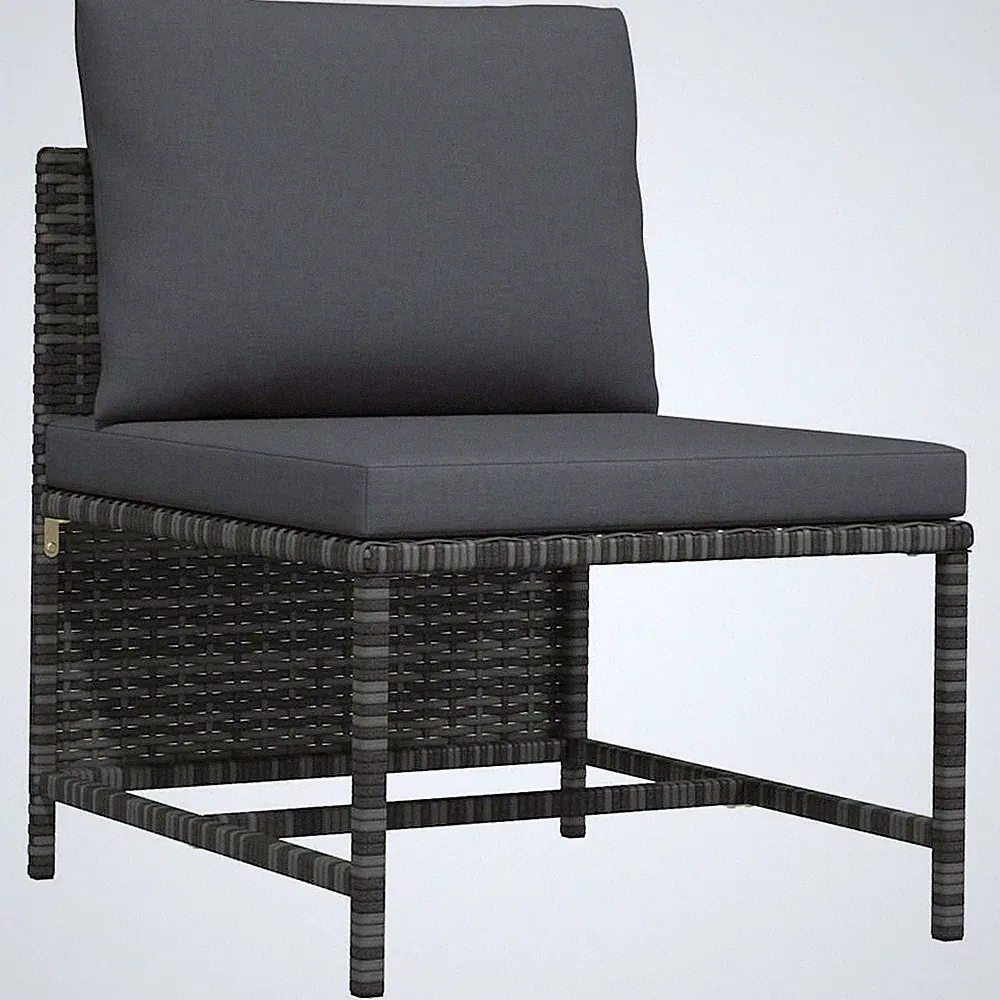 VidaXL Sectional Middle Sofa With Cushions Gray Poly Rattan