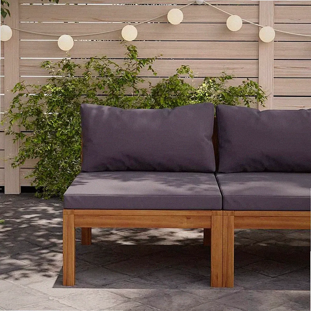 VidaXL Sectional Middle Sofa With Dark Gray Cushions Solid Wood