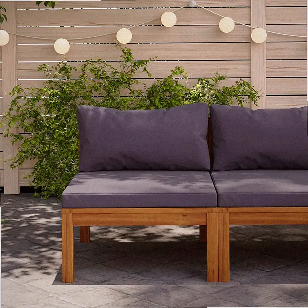 vidaXL Solid Acacia Sectional Middle Sofa Dark-Gray Cushions 25.6x27.2x24.6 in