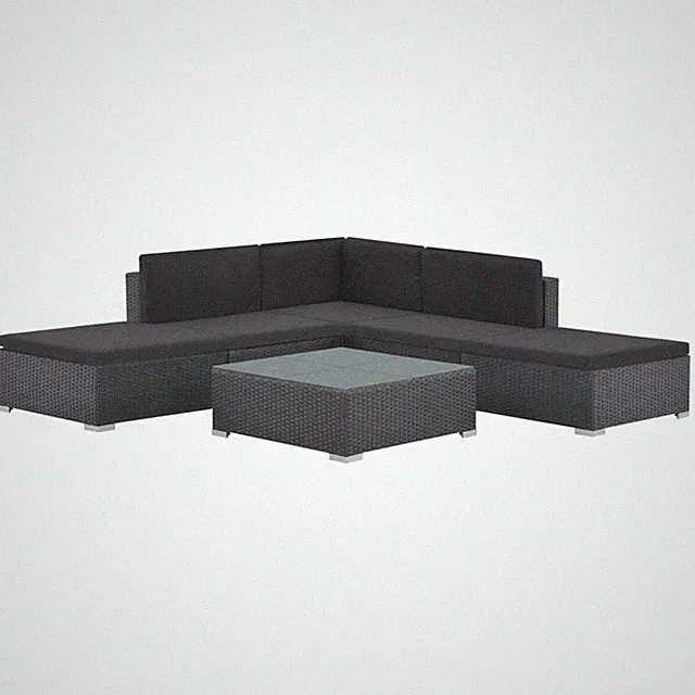 vidaXLPatio Sofa Set Sectional Sofa Patio Furniture 6 Piece Poly Rattan Black vi