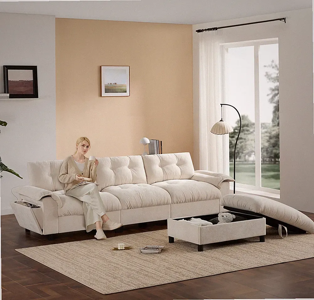 [VIDEO]104*60" Sectional Sofa, L-Shape with Multifunctional Armrest, Dual-Port