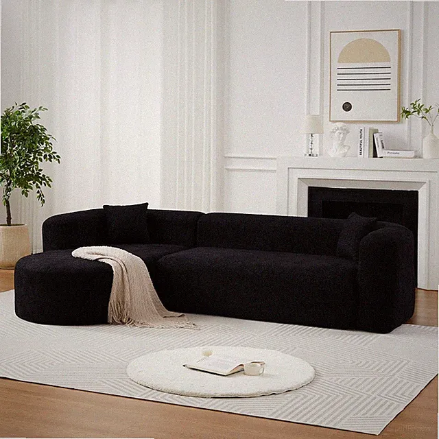 [Video]109.4" Modular Sectional Sofa Luxury Modern Curved Back Sofa,Chenille f