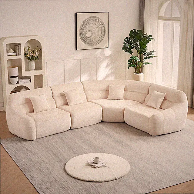 [Video]123.2 -inch Modern Luxury Curved Corner Sectional Sofa, Chenille Modula