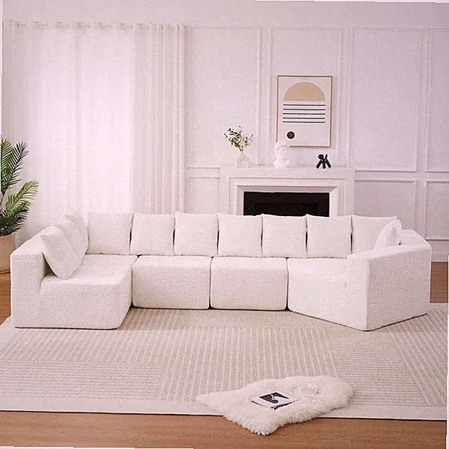 [Video]151.6-inch Extra-Large L-Shaped Deep-Seat Modular Sofa Chenille Fabric