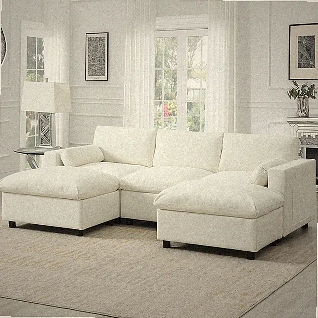 [VIDEO]86.5'' U-Shaped Sectional Sofa with Storage Pockets, 2 Movable Ottoman