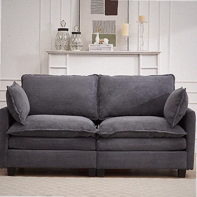 [VIDEO provided][New]Modular Sofa , Velvet Large U-Shaped Couch Comfy Upholst