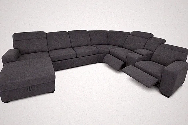 Villa Hill 6-Seat Gray Reclining Sectional Sofa with Storage & USB