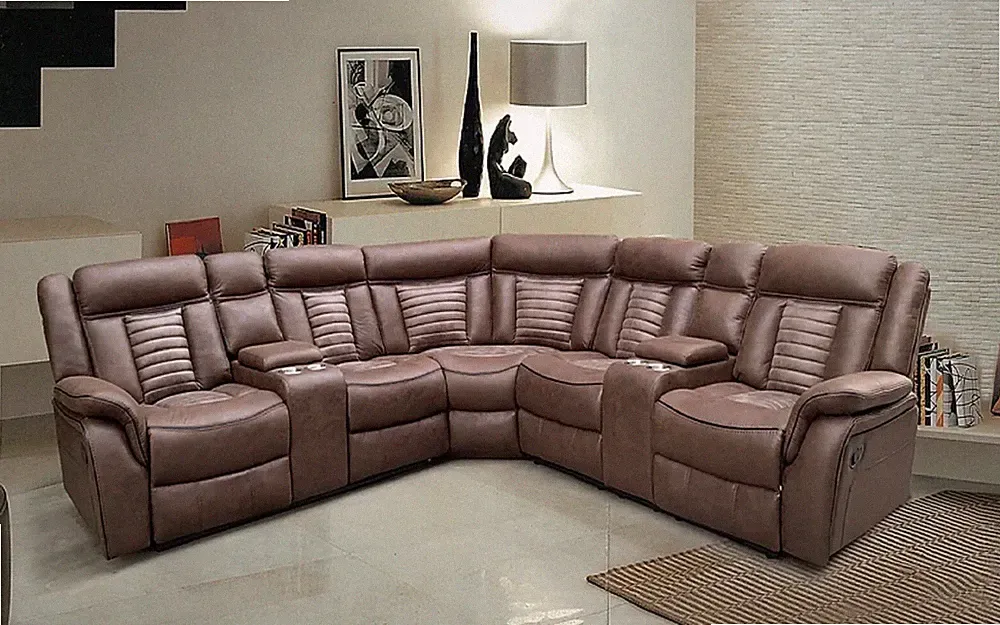 Vilnius Brown New Tech Fabric 3-Piece Reclining Sectional