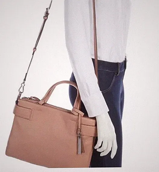 VINCE CAMUTO Davy Rose SoftPebble Leather 3Section Convertible Crossbody Satchel