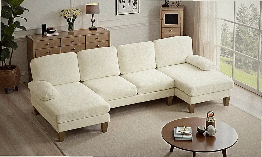 VINGLI 110" Sectional Couches for Living Room,U Shaped Couch with Double Chaise