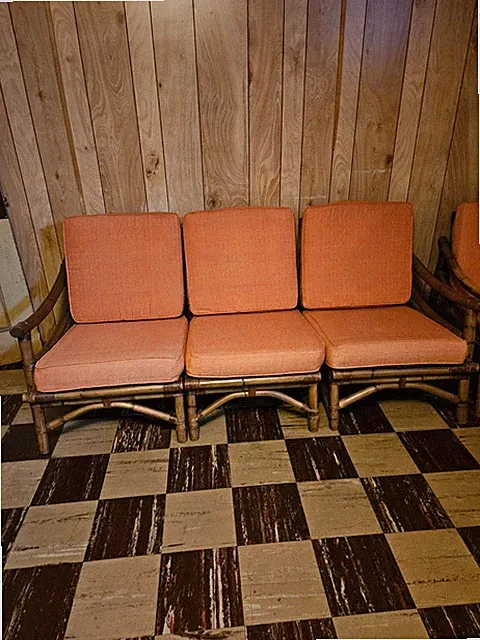 Vintage 1950s Calif-Asia Sectional Sofa & Chair