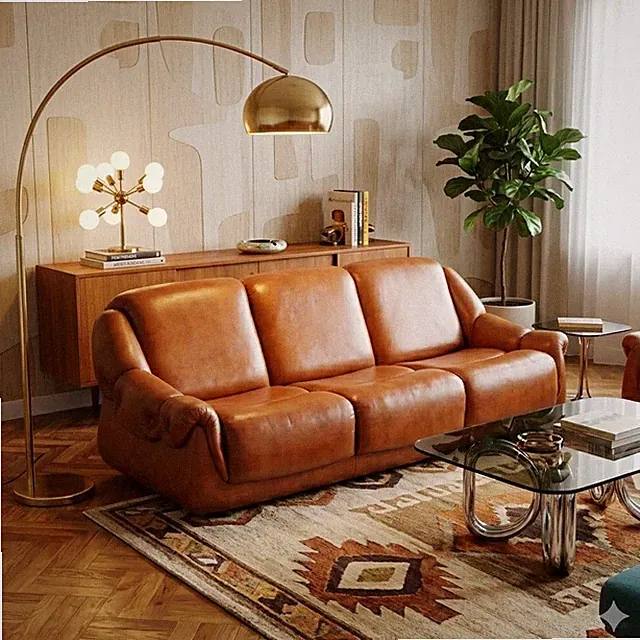 Vintage 1970s Sofa Leatherette 3 Seats Foam Italy Original