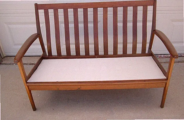 Vintage 2 Seater Teak Scandinavian Modern Wooden Sofa Made Sweden No Tools 50in