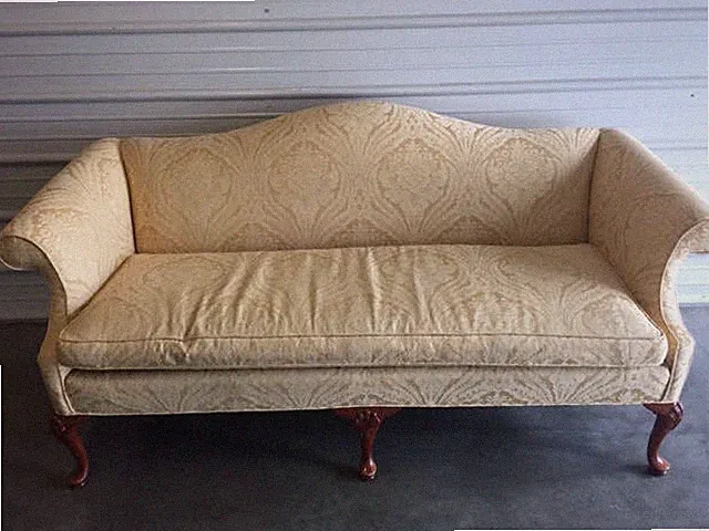 Vintage 70" Hickory Highland House Yellow Upholstered Chippendale Sofa