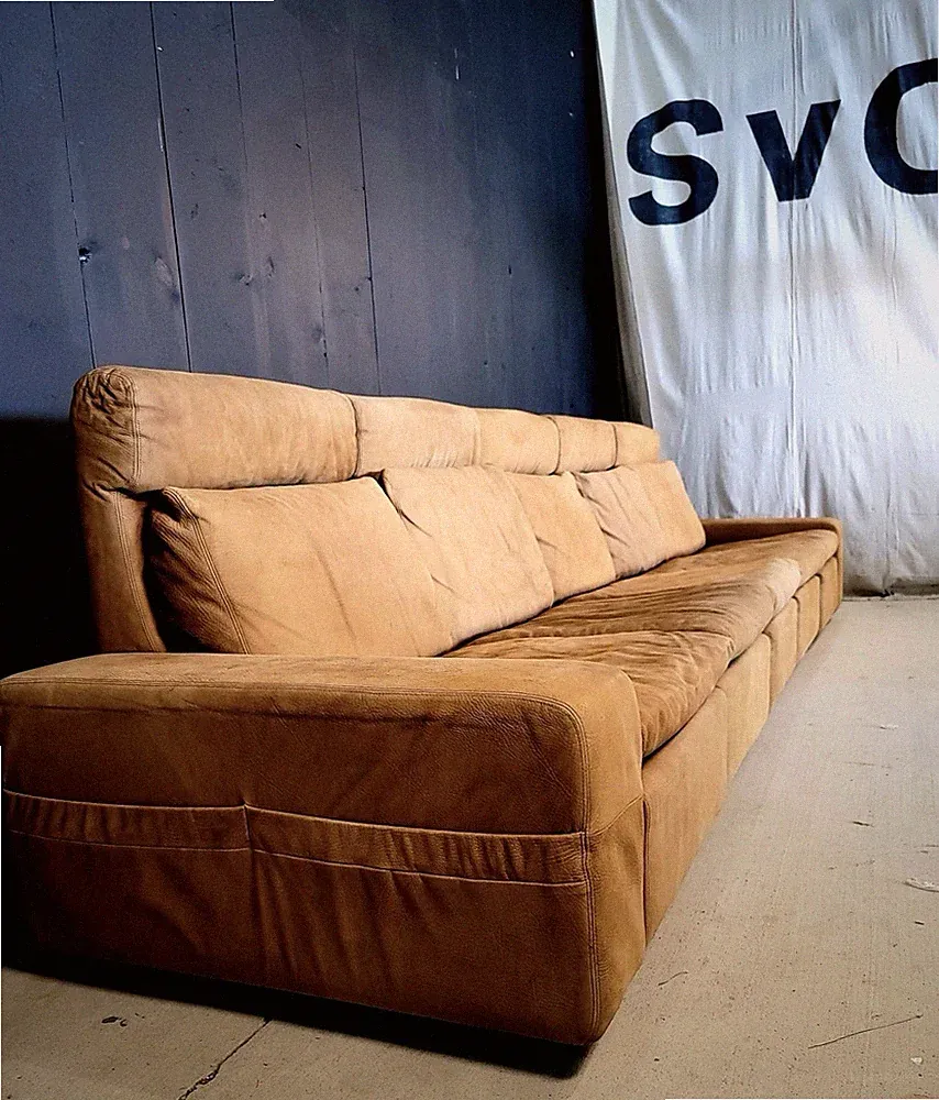 Vintage 70s Set of 5 Mid century Walter Knoll Modular Tan Leather Sofa Germany