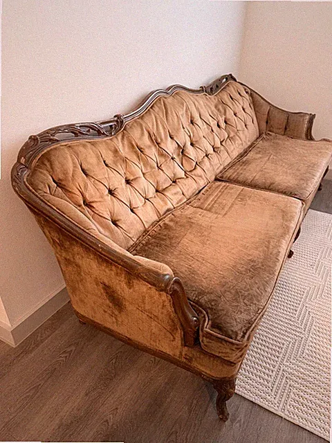 Vintage Antique Hickory English Sheraton Mahogany & Maple 80" Sofa Couch