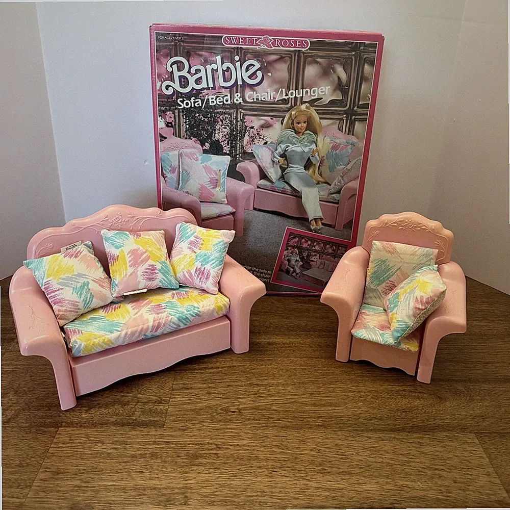 Vintage Barbie Sweet roses Sofa/Bed & Chair/Lounger 4471 With Box