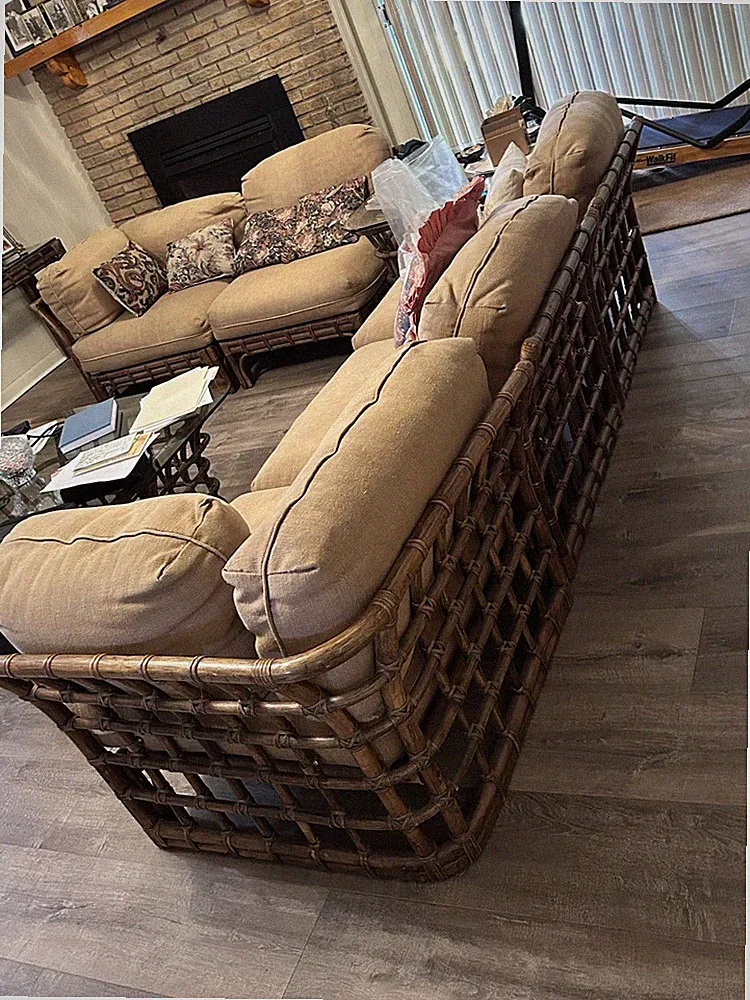 Vintage Brown Jordan Outdoor 5-Piece Rattan Sectional Sofa Immaculate Condition