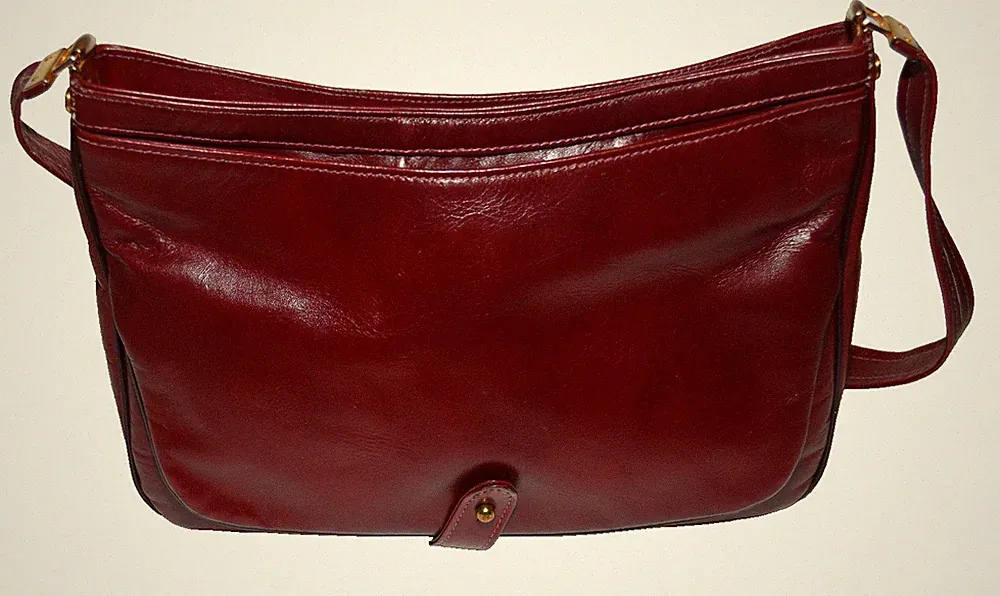 Vintage Burgundy Leather 3 Sectional Shoulder Bag