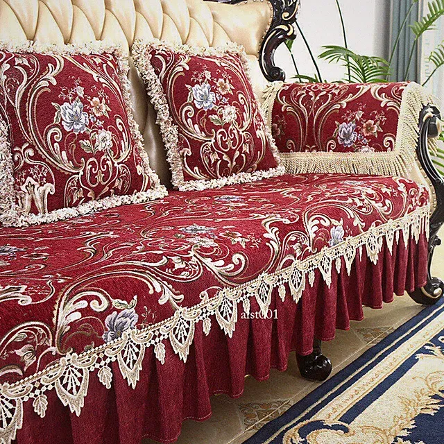 Vintage Chenille Sofa Couch Cover 2 3 4 Seater Jacquard Leather Chair Slipcover