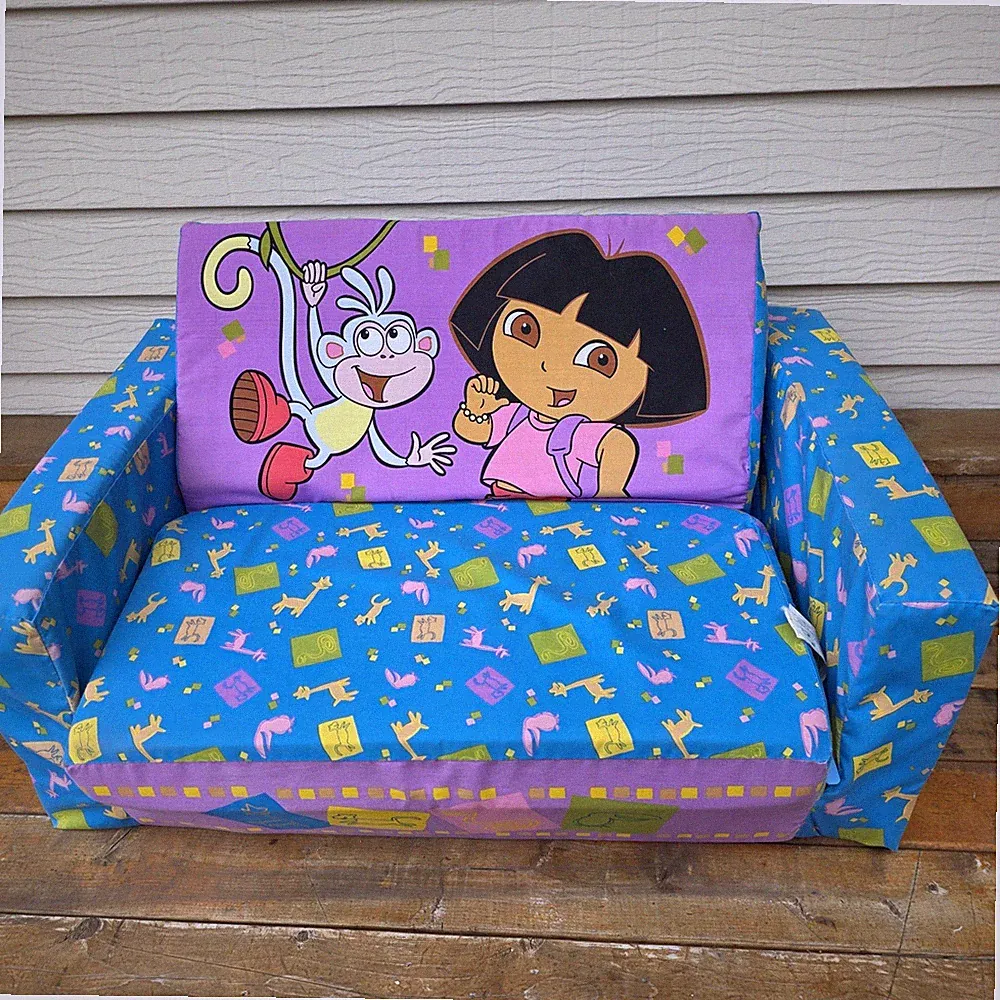 Vintage Dora The Explorer 2 In 1 Foam Flip Open Sofa Bed Y2K Nick Jr Blue Purple