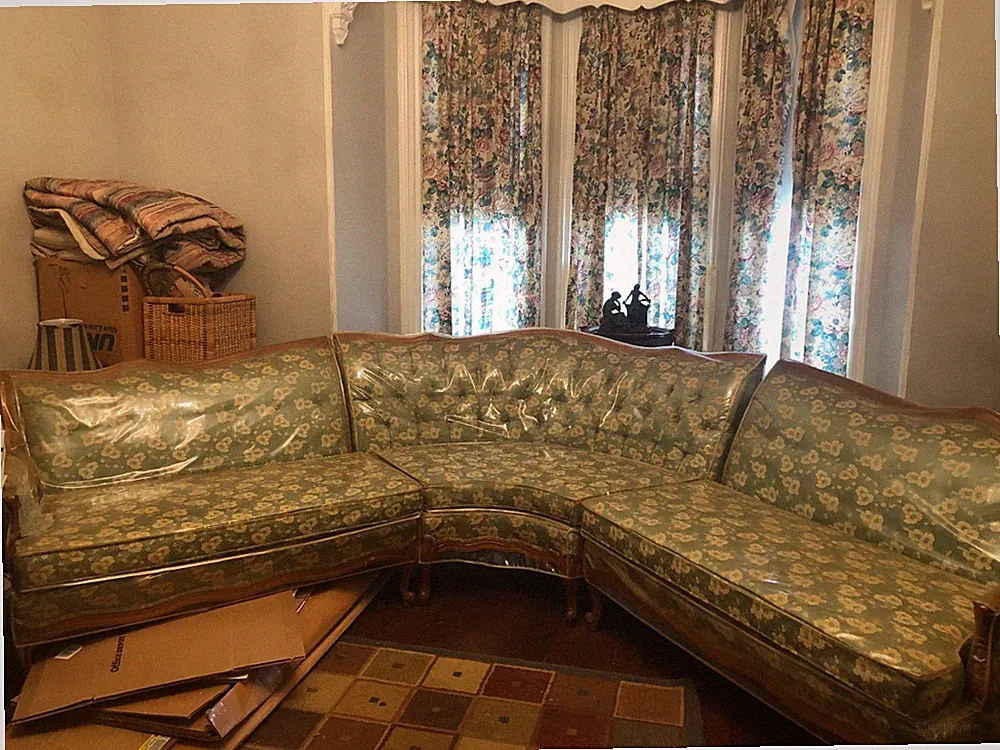 Vintage French Provincial 3 Section Sofa (Boomerang Shape)