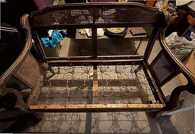 Vintage Heavy Duty, Wood Couch And Chair. In Need Of Renovation.