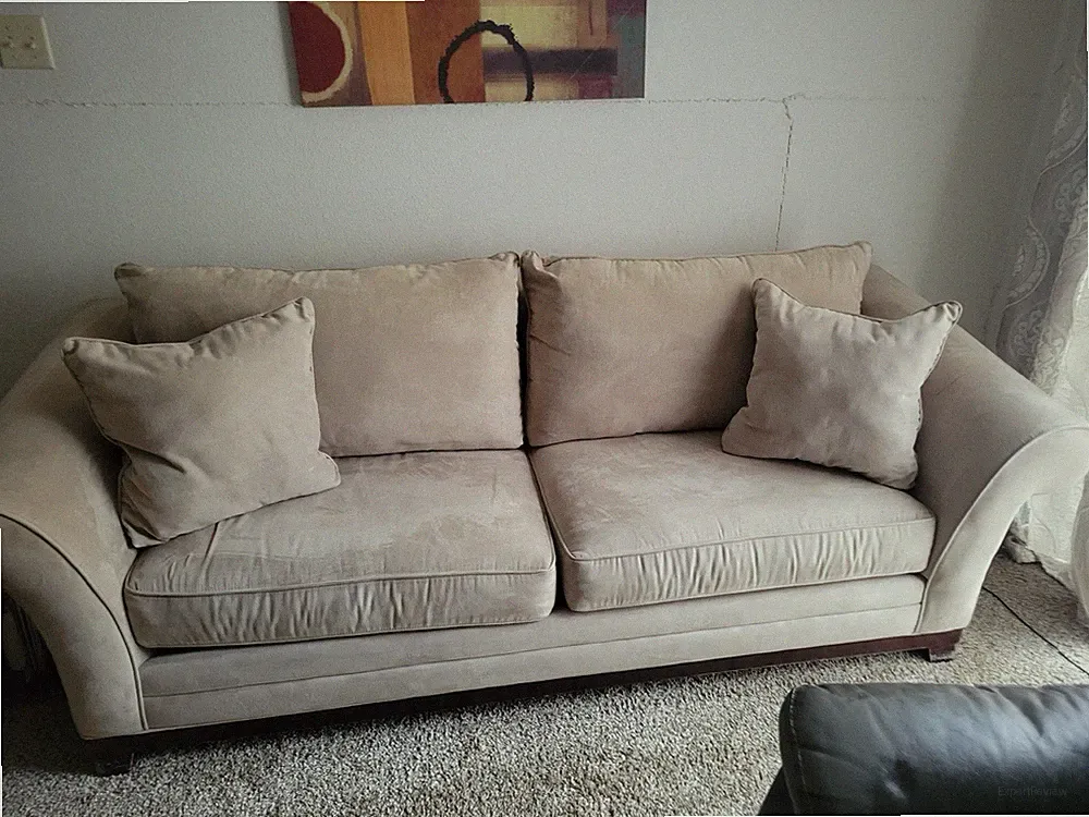 Vintage Loveseat Sofa Tufted Upholstery, Mahogany/Walnut Wood