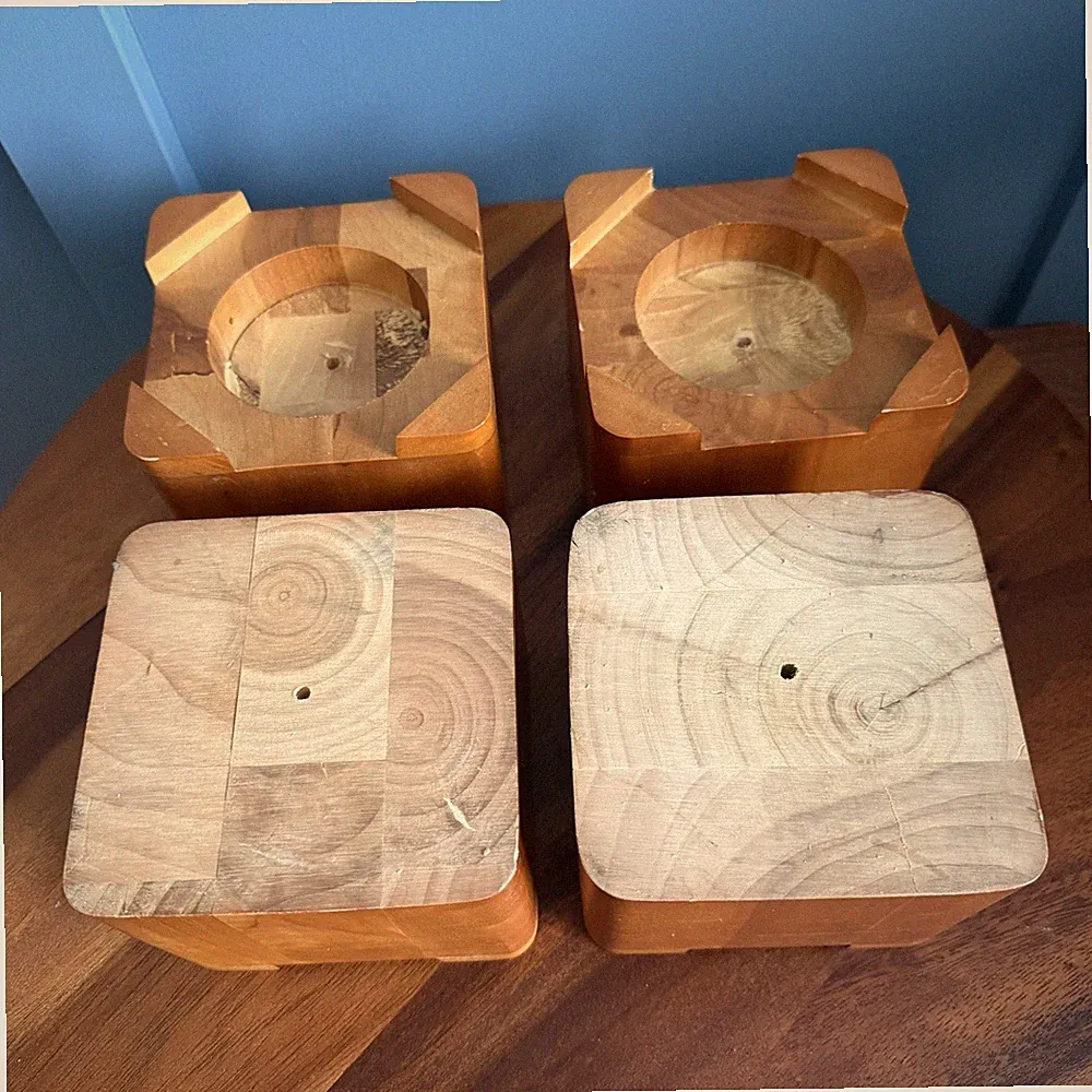 Vintage MCM 4" Wood Furniture Risers Set of 4 Bed Sofa Chair Lift Blocks